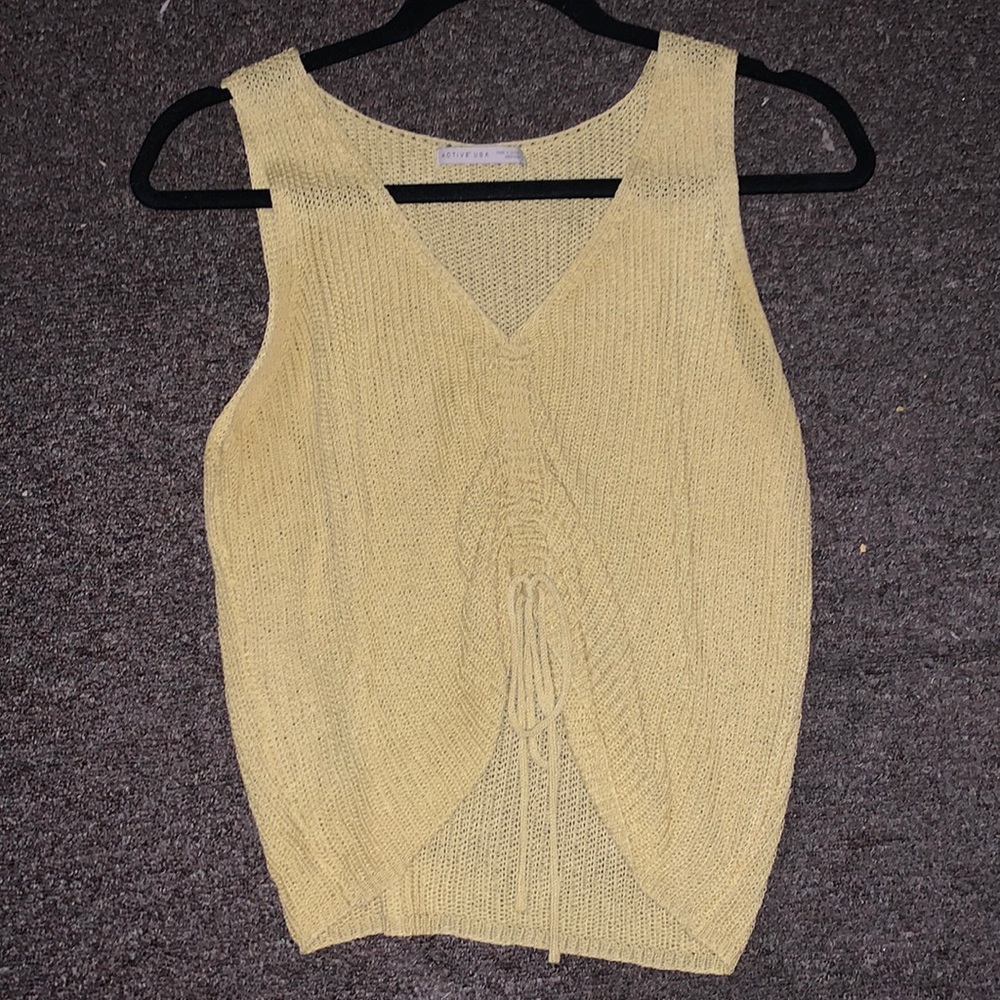 Yellow knit crop top